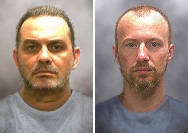 Prison inmates Richard Matt, 48, (L) and David Sweat, 35, are seen in a combination of enhanced pictures released by the New York State police June 17, 2015, showing how they might look after escaping 12 days ago. REUTERS/NEW YORK STATE POLICE/HANDOUT