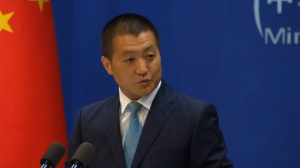 China's Foreign Ministry spokesman Lu Kang says China will soon complete some of its land reclamation on the Spratly islands in the disputed South China Sea. (Courtesy Reuters/Photo grabbed from Reuters video)