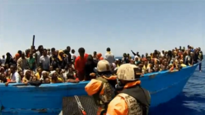 The Germany navy rescues 627 people in the Mediterranean before handing them over to Italian authorities at the port of Reggio Calabria in southern Italy. (Photo grabbed from Reuters video/Courtesy Reuters)