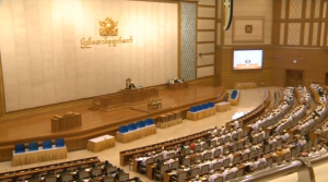 Myanmar’s parliament votes against several constitutional amendments on Thursday, June 25, preserving the armed forces’ powerful political role in the nation and barring opposition leader Aung San Suu Kyi’s chance from seeking the presidency. (Courtesy CCTV/Photo grabbed from China Central Television)