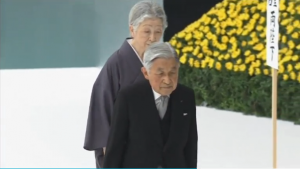 Japanese Emperor Akihito marked the 70th anniversary of World War Two's end with an expression of "deep remorse."  (Photo grabbed from Reuters video)