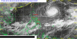 Typhoon Hanna's location as of August 5, 2015, 8:46 a.m.  Satellite image courtesy PAGASA-DOST.
