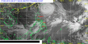 Typhoon Hanna (international name Soudelor) moves closer to the Batanes-Taiwan area as of Friday morning. (Photo courtesy PAGASA-DOST)