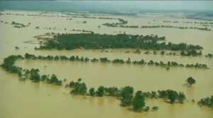 Flooded areas in Rakhine state in Myanmar on Monday (August 3) as the death toll rose to 27.  (Photo grabbed from Reuters video)