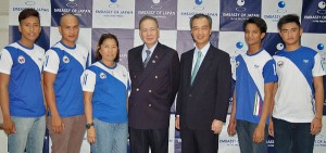 The Philippine Sailing Association President Mr. Ernesto Echauz (center) with the members of the Philippine Sailing Team and their coach Ms. Ma. Remedios Fidel in a courtesy visit to the Embassy of Japan on August 15. Joining them was Mr. Tatsuo Kitagawa, Director of the Japan Information and Culture Center.