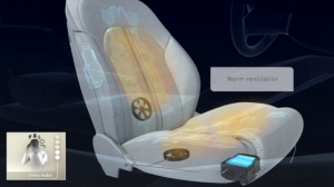 Car parts producer Faurecia say their Active Wellness seat is the world's first car seat to detect and respond to motorists' physical and mental status. (Photo captured from Reuters video)