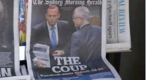 In the news stands Tuesday morning, the "coup". Australians have mixed views on news of Malcolm Turnbull toppling Tony Abbott as prime minister to become the country's fifth leader in eight years.  (Courtesy Reuters)