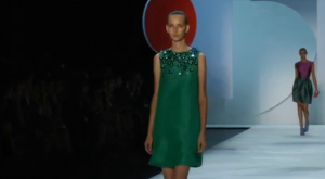 Green silk mini shift dress by Monique Lhuillier. (Courtesy Reuters)