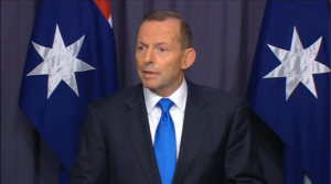 Australian Prime Minister Tony Abbott holds a press conference Monday denouncing the destabilization moves against him hours before the party vote where he was ousted by his former communications minister Malcolm Turnbull as Australia's new leader. (Photo grabbed from Reuters video)