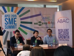 “The APEC SME Summit is expected to present the roadmap of the innovation agenda for the Philippines," said Doris Magsaysay-Ho, Chairman of the APEC Business Advisory Council (ABAC). Also present at the APEC SME press conference are Senator Bam Aquino who sponsored several bills on SMEs and entrepreneurship and Joey Concepcion, Go Negosyo Founder & RFM President and CEO. (Eagle News) 