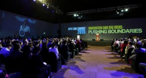 President Benigno S. Aquino III delivers his speech during the Asia-Pacific Economic Cooperation (APEC) Small and Medium Enterprises (SME) Summit 2015 at The Green Sun – Arts/Creative Hub in Chino Roces Avenue Extension corner Lumbang Street, Makati City on Tuesday (November 17). The APEC SME Summit 2015 will bring together the region’s micro, small and medium-sized business entrepreneurs to share success stories of SME innovation and internationalization, as well as to highlight institutional support mechanisms proven to drive innovation-based SME growth. (Photo by Joseph Vidal, Malacanang Photo Bureau)