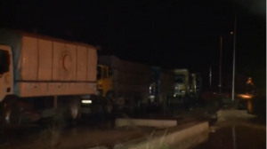 Aid convoy enters the besieged Syrian town of Madaya.