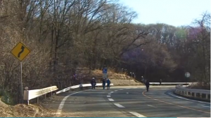 Police and rescue workers at the scene of the bus crash in Nagano Prefecture in Japan that kills 14 and injured 27. The passengers are on a ski tour when the accident happened.