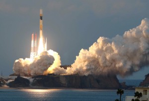 An H-2A rocket carrying the ASTRO-H satellite, developed in collaboration between the Japan Aerospace Exploration Agency (JAXA), NASA and other groups, lifts off at the Tanegashima Space Center in Kagoshima Prefecture, southwestern Japan on February 17, 2016. Japan successfully launched a jointly developed space observation satellite on February 17 tasked with studying mysterious black holes, the country's space agency said.  JAPAN OUT       AFP PHOTO / JIJI PRESS / AFP / JIJI PRESS / JIJI PRESS