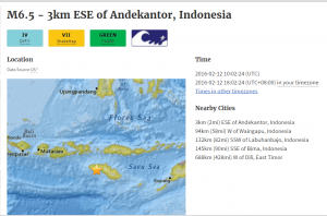 A powerful 6.5 magnitude quake shook Indonesia Friday at 6:02 p.m., February 12, 2016. (Photo taken from US Geological Survey website)