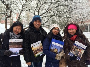 Even in snowy Finland, the Iglesia Ni Cristo brethren excitedly distributed copies of the Pasugo (God's Message) magazine to their fellowmen (Eagle News Service)