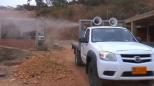 A government vehicle in Colombia conducting fumigation (Photo grabbed from Reuters video)