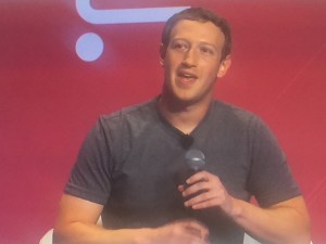 Facebook CEO Mark Zuckerberg, speaking at the Mobile World Congress in Barcelona, Spain which opened on February 22, 2016.