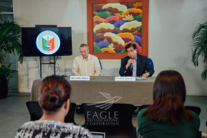 Iglesia Ni Cristo spokesperson Edwil Zabala and lawyer for the INC Moises Tolentino Jr., at the press conference where they reacted about the news that expelled INC member Lowell Menorca II is already in Vietnam. (Eagle News Service)