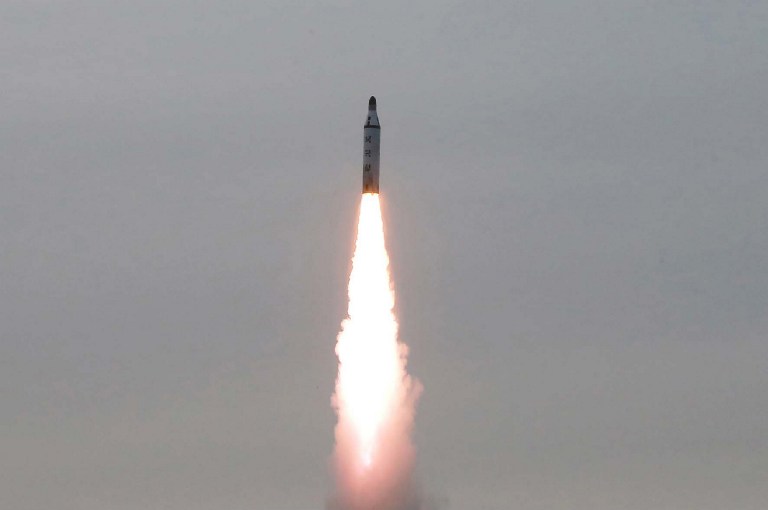 This picture released from North Korea's official Korean Central News Agency (KCNA) on April 24, 2016 shows the underwater test-fire of a strategic submarine ballistic missile at an undisclosed location in North Korea on April 23, 2016. North Korean leader Kim Jong-Un hailed a submarine-launched ballistic missile (SLBM) test as an "eye-opening success", state media said on April 24, declaring Pyongyang has the ability to strike Seoul and the US whenever it pleases.  / AFP PHOTO / KCNA VIA KNS / KCNA /  - South Korea OUT / REPUBLIC OF KOREA OUT   ---EDITORS NOTE--- RESTRICTED TO EDITORIAL USE - MANDATORY CREDIT "AFP PHOTO/KCNA VIA KNS" - NO MARKETING NO ADVERTISING CAMPAIGNS - DISTRIBUTED AS A SERVICE TO CLIENTS THIS PICTURE WAS MADE AVAILABLE BY A THIRD PARTY. AFP CAN NOT INDEPENDENTLY VERIFY THE AUTHENTICITY, LOCATION, DATE AND CONTENT OF THIS IMAGE. THIS PHOTO IS DISTRIBUTED EXACTLY AS RECEIVED BY AFP.  /