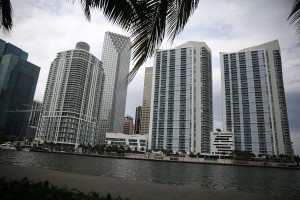 MIAMI, FL - APRIL 04: Skyscrapers and residential buildings line the beach April 4, 2016 in Miami, Florida. A report by the International Consortium of Investigative Journalists referred to as the "Panama Papers," based on information anonymously leaked from the Panamanian law firm Mossack Fonesca, indicates possible connections between condo purchases in South Florida and money laundering. Joe Raedle/Getty Images/AFP