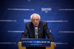 QUEENS, NY - APRIL 9: Democratic presidential candidate Sen. Bernie Sanders (D-VT) holds a news conference after a campaign event at the âLaGuardia Performing Arts Center in the Queens borough of New York City April 9, 2016. The New York Democratic primary is scheduled for April 19th.   Eric Thayer/Getty Images/AFP