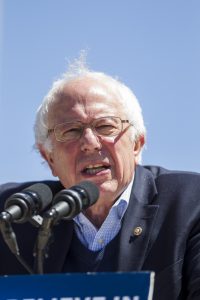 PROVIDENCE, RI - APRIL 24: Democratic presidential candidate, U.S. Sen. Bernie Sanders (D-VT) speaks during a rally at Roger Williams Park on April 24, 2016 in Providence, Rhode Island. The Rhode Island primary is April 26. Scott Eisen/Getty Images/AFP