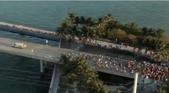 Hundreds participate in the 35th annual Seven Mile Bridge Run in the Florida Keys.(photo grabbed from Reuters video) 