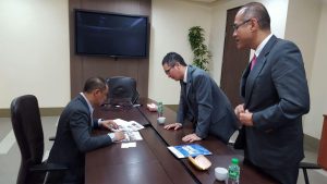 Contributed photo. Japanese embassy officials at the INC Central Office as the church representatives prepare immediate plans to send relief operations in Kumamoto, Japan.