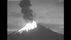 Mexican authorities warned of potential for major activity at the Popocatepetl volcano near Mexico City on Wednesday (April 6) after observing an increased level of explosive activity in recent months.(photo grabbed from Reuters video) 