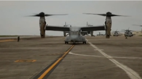 The U.S. military prepares to join relief efforts in the wake of the Japan earthquake disaster.(photo grabbed from Reuters video)