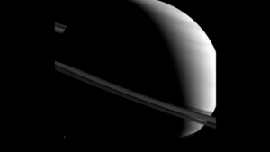 An image of the sun-lit side of the rings of Saturn is captured by the Cassini spacecraft and published by NASA.(photo grabbed from Reuters video) 