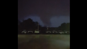 A tornado is spotted in Pinellas County, Florida and trees and power lines are downed in Georgia after a strong storms sweep through.(photo grabbed from Reuters video) 