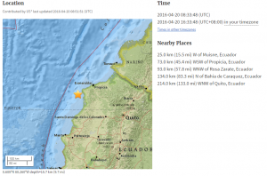 A 6.1 magnitude quake shook Ecuador again, 25km west of Muisne. (Photo grabbed from usgs.gov website)