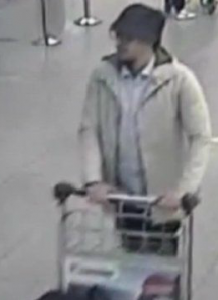 Man in  hat in this photo grabbed from CCTV footage released by Belgian police.