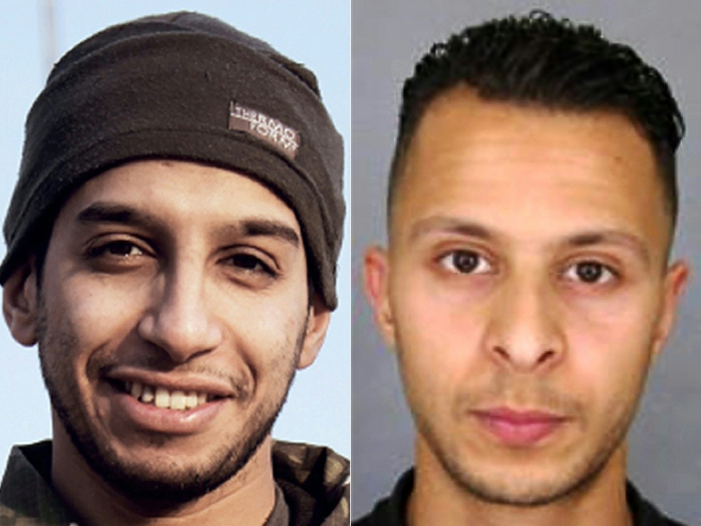 TO GO WITH AFP STORY BY NICOLAS GAUDICHET (COMBO) This combination of pictures made on December 26, 2015 shows an undated picture taken on November 16, 2015 from the February 2015 issue 7 of the Islamic State (IS) group online English-language magazine Dabiq, purportedly showing 27-year-old Belgian IS group leading militant Abdelhamid Abaaoud (L), also known as Abu Umar al-Baljiki and believed to be the mastermind of a jihadist cell dismantled in Belgium in January 2015, and an handout picture released in a "appel a temoins" (call for witnesses) by the French Police information service (SICOP) on November 15, 2015 showing a picture of Abdeslam Salah, suspected of being involved in the attacks that occured on November 13, 2015 in Paris. IS group militant and alleged mastermind of the November 13 Paris terror attacks, Abdelhamid Abaaoud was "a good friend" and "a nice guy", Salah Abdeslam said early 2015 to Belgian police officers, before being on the run since the Paris attacks. A logistics coordinator, a failed suicide bomber, a recruiter? The precise role of Salah Abdeslam, on the run since the Paris attacks, remains to clarify. / AFP PHOTO / DABIQ AND POLICE NATIONALE / HANDOUT