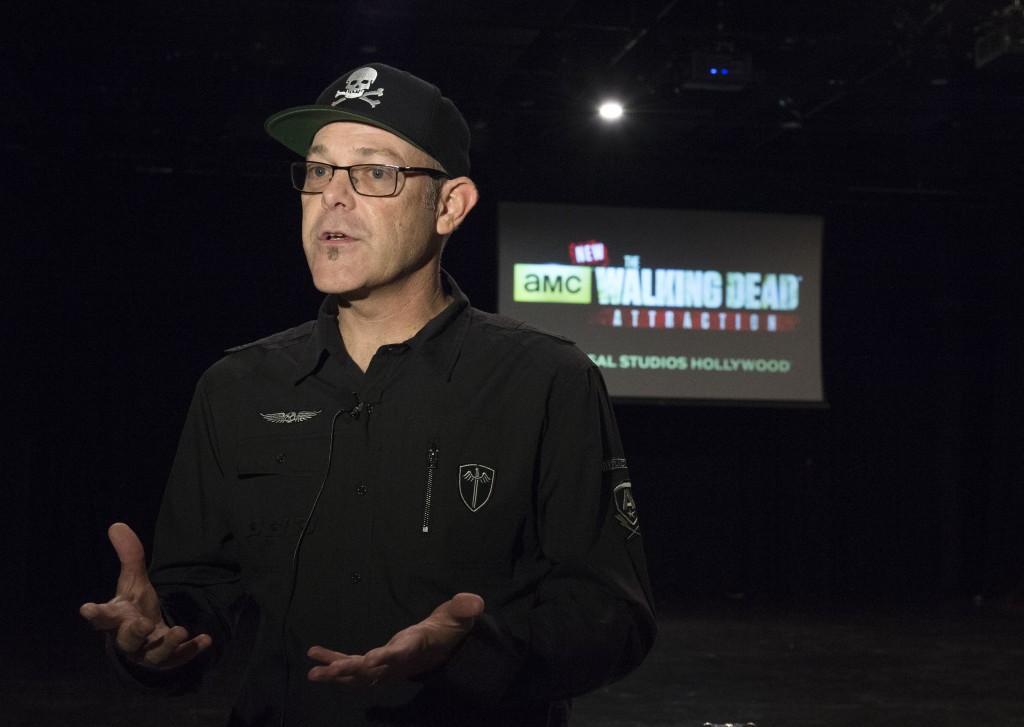 Creative Director of Halloween Horror Nights, Universal Parks and Resorts John Murdy speaks before, The Walking Dead Casting Call Auditions, for the future Walking Dead attraction at Universal Studios Hollywood, in Universal City, California, on May 5 2016. / AFP PHOTO / VALERIE MACON