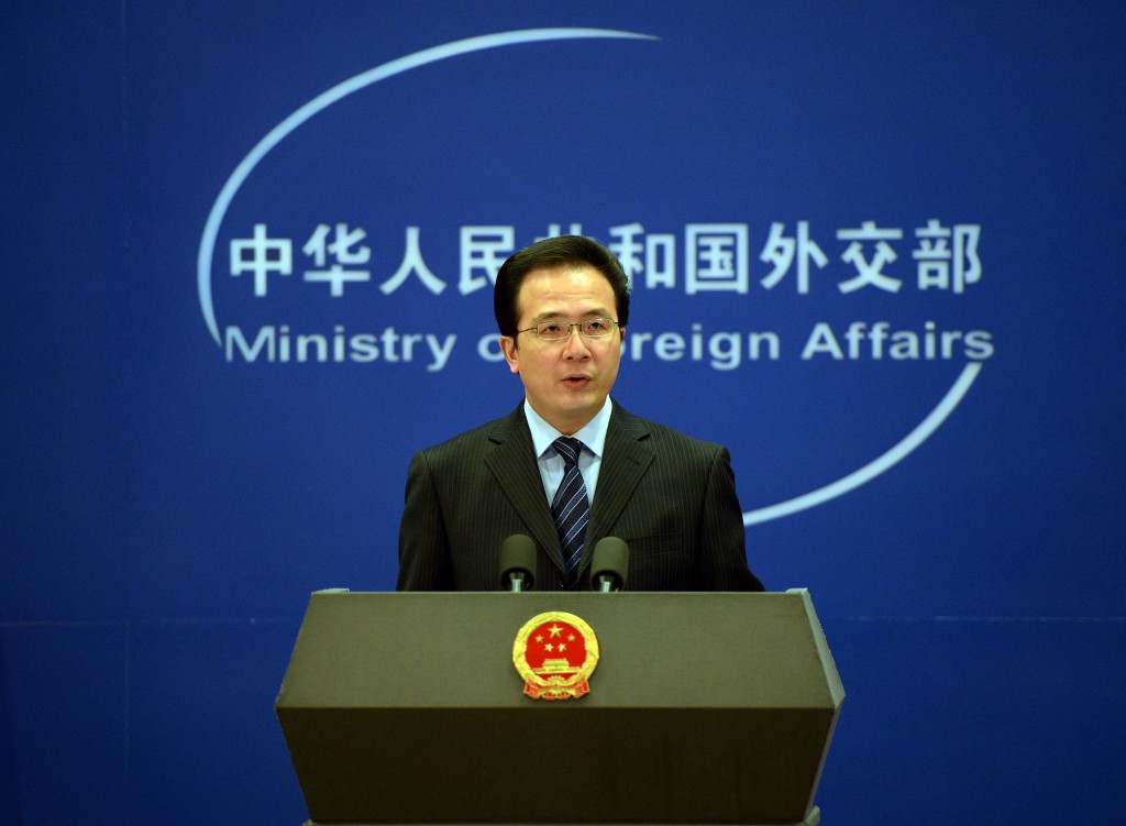 The Chinese Foreign Ministry spokesman Hong Lei talks during a press briefing in Beijing on April 8, 2013. North Korea appears to be preparing a fourth nuclear test as well as a provocative missile launch, South Korea said, despite an unusually blunt call from China for restraint. AFP PHOTO/Mark RALSTON / AFP PHOTO / MARK RALSTON