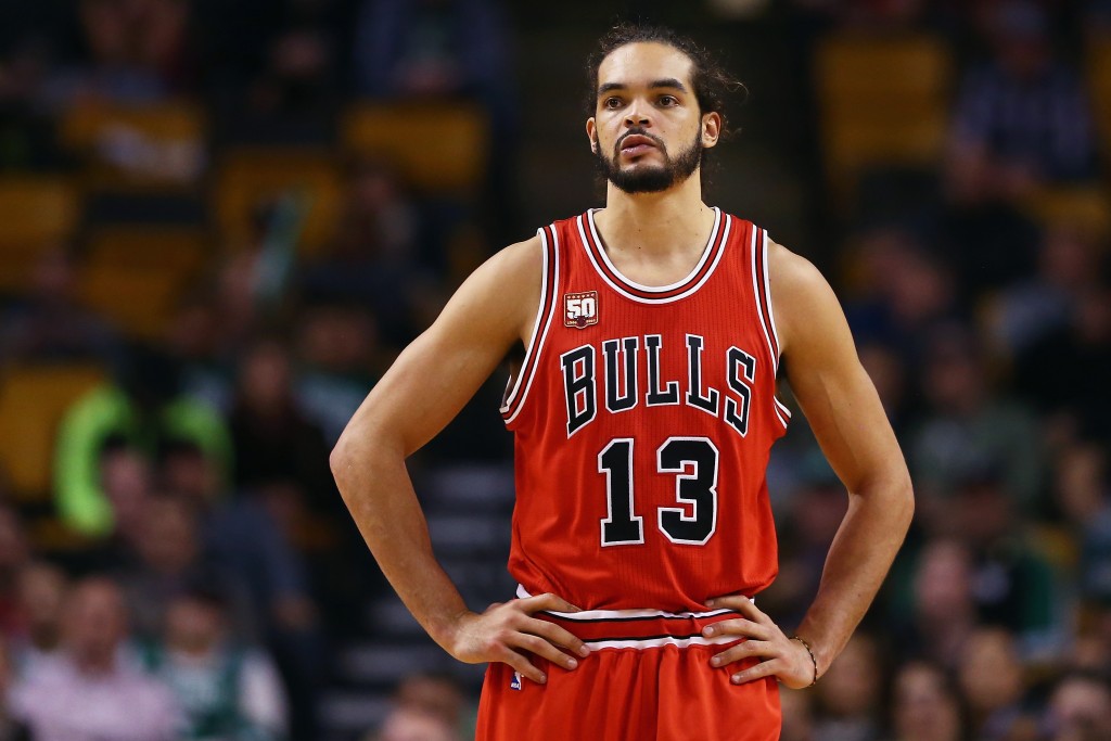 BOSTON, MA - DECEMBER 09: Joakim Noah #13 of the Chicago Bulls looks on during the second half against the Boston Celtics at TD Garden on December 9, 2015 in Boston, Massachusetts. The Celtics defeat the Bulls 105-100.   Maddie Meyer/Getty Images/AFP