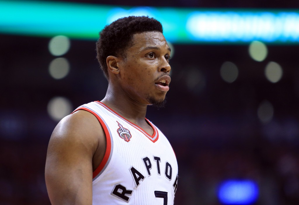 TORONTO, ON - MAY 01: Kyle Lowry #7 of the Toronto Raptors looks on in the second half of Game Seven of the Eastern Conference Quarterfinals against the Indiana Pacers during the 2016 NBA Playoffs at the Air Canada Centre on May 01, 2016 in Toronto, Ontario, Canada. NOTE TO USER: User expressly acknowledges and agrees that, by downloading and or using this photograph, User is consenting to the terms and conditions of the Getty Images License Agreement.   Vaughn Ridley/Getty Images/AFP