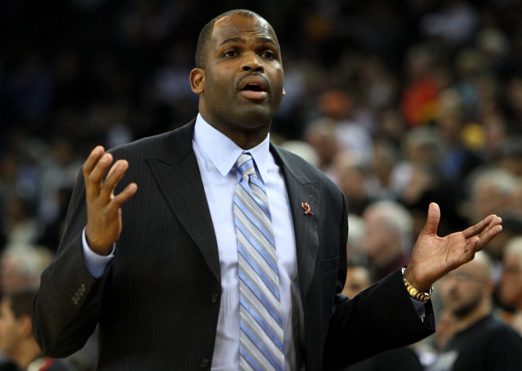 OAKLAND, CA - NOVEMBER 18: Head coach Nate McMillan of the Portland Trail Blazers looks on against the Golden State Warriors during an NBA game on November 18, 2008 at Oracle Arena in Oakland, California. NOTE TO USER: User expressly acknowledges and agrees that, by downloading and or using this photograph, User is consenting to the terms and conditions of the Getty Images License Agreement.   Jed Jacobsohn/Getty Images/AFP