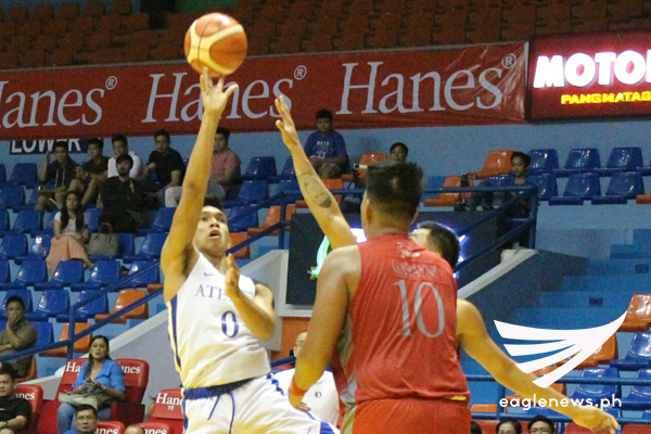 Ateneo guard Thirdy Ravena puts up a shot against Lyceum during their Filoil Flying V Hanes Pre-Season Premier Cup game on Friday. (Photo courtesy: Prince Coz / Sports On Air, Eagle News Service)