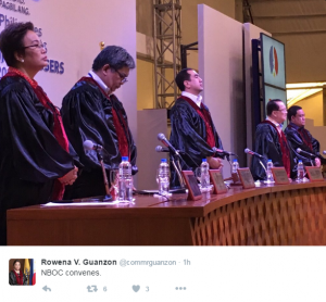 The National Board of Canvassers has already convened at the PICC. (Courtesy COMELEC Commissioner Rowena Guanzon tweeter)