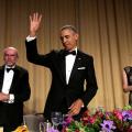U.S. President Barack Obama waves at the White House Correspondents' Association annual dinner in Washington, U.S., April 30, 2016. REUTERS/Yuri Gripas