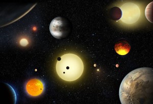 This artist's concept depicts select planetary discoveries made to date by NASA's Kepler space telescope. Credits: NASA/W. Stenzel