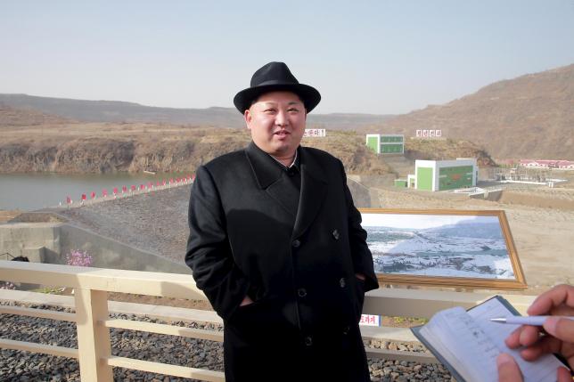 North Korean leader Kim Jong Un visits the Paektusan Hero Youth Power Station No. 3 in this undated photo released by North Korea's Korean Central News Agency (KCNA) in Pyongyang on April 23, 2016. KCNA/via REUTERS.