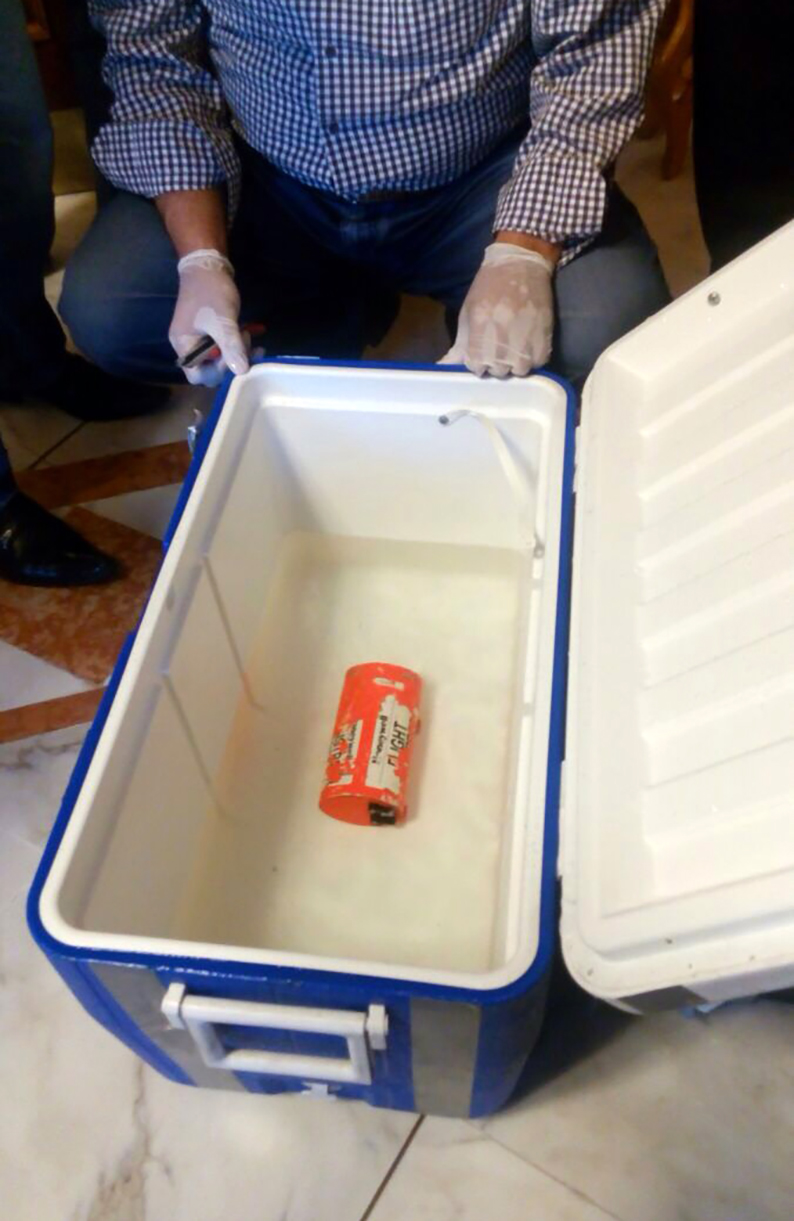 A handout picture taken at an undisclosed location in Egypt and released by the Egyptian Media Center of the ministry of Civil Aviation on June 17, 2016 shows one of the two black boxes from the EgyptAir plane, that crashed into the Mediterranean last month, after it was recovered from the bottom of the Mediterranean by search teams.  Egyptian investigators said search teams managed to recover the Airbus A320's flight data recorder -- which gathers information about the speed, altitude and direction of the plane -- a day after they retrieved its cockpit voice recorder. EgyptAir Flight MS804 from Paris to Cairo disappeared from radar screens in the eastern Mediterranean last month with 66 people on board, and a vast search operation has since scoured swathes of sea off Egypt's northern coast.  / AFP PHOTO / MEDIA CENTER OF THE EGYPTIAN MINISTRY OF CIVIL AVIATION / HO / ===RESTRICTED TO EDITORIAL USE - MANDATORY CREDIT "AFP PHOTO / MEDIA CENTER OF THE EGYPTIAN MINISTRY OF CIVIL AVIATION  - NO MARKETING NO ADVERTISING CAMPAIGNS - DISTRIBUTED AS A SERVICE TO CLIENTS FROM FROM ALTERNATIVE SOURCES, THEREFORE AFP IS NOT RESPONSIBLE FOR ANY DIGITAL ALTERATIONS TO THE PICTURE'S EDITORIAL CONTENT, DATE AND LOCATION WHICH CANNOT BE INDEPENDENTLY VERIFIED == /