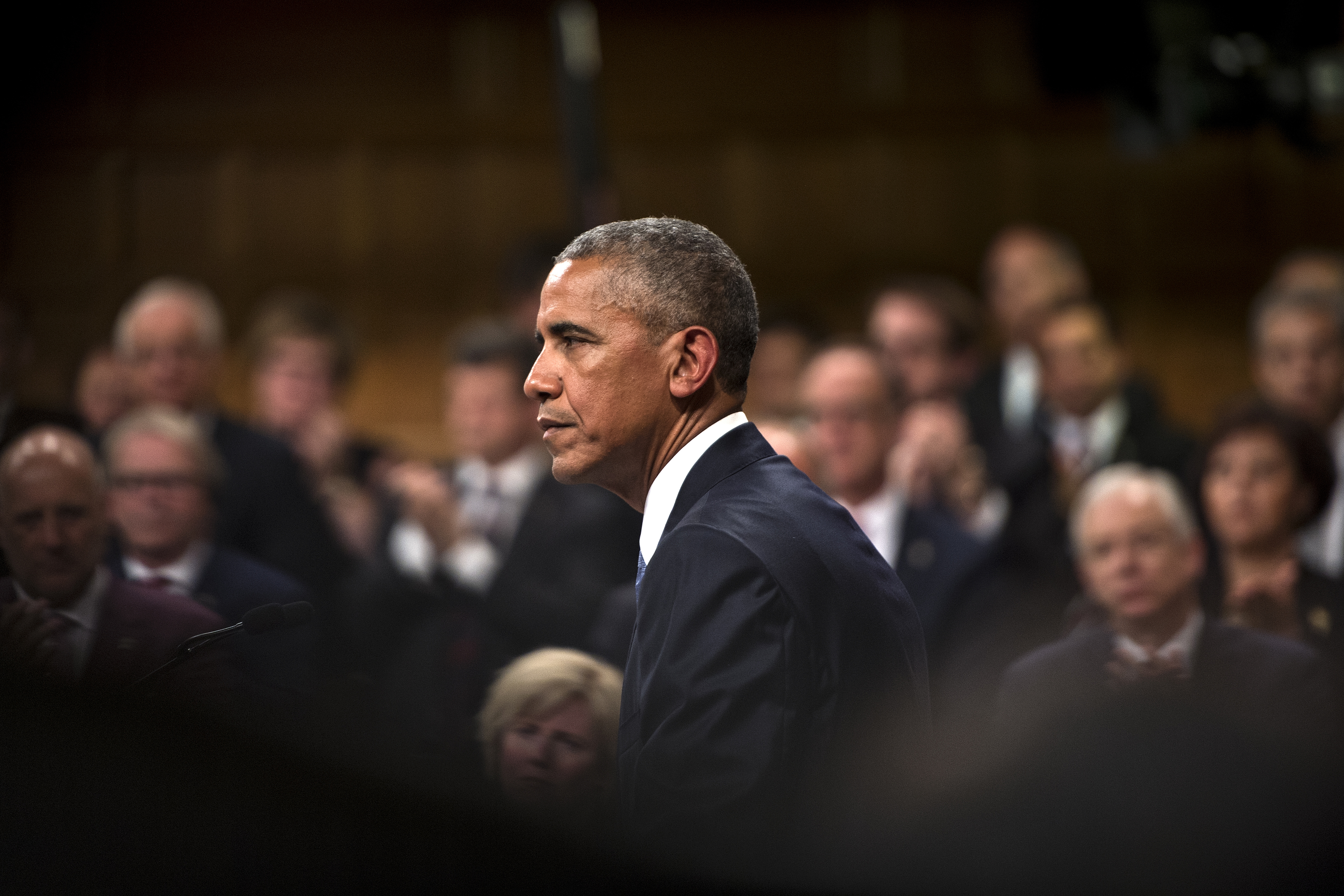 US President Barack Obama arrives to address Parliament in the House of Commons Chamber on Parliament Hill while attending the North American Leaders Summit on June 29, 2016 in Ottawa, Ontario. / AFP PHOTO / Brendan Smialowski