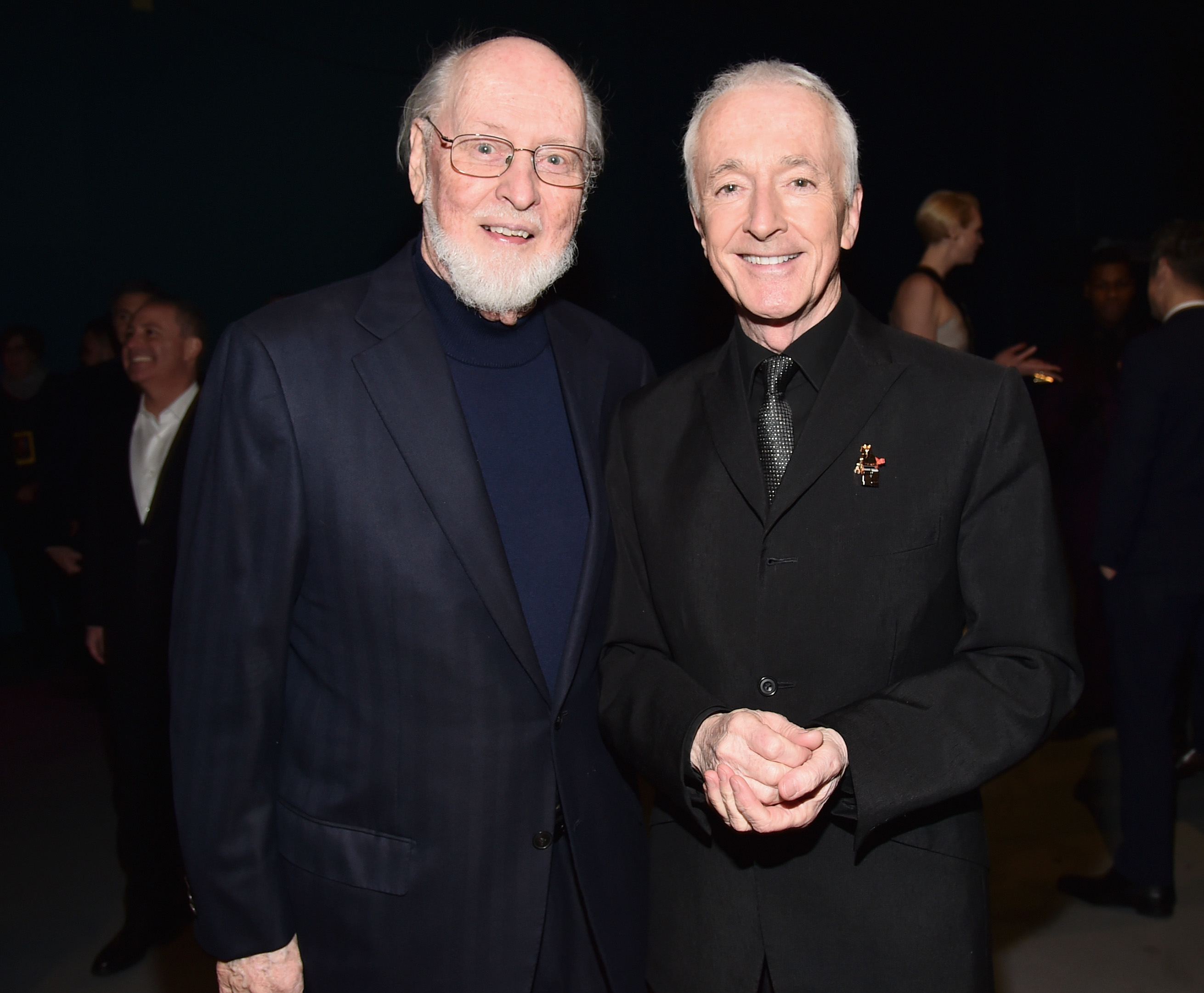 HOLLYWOOD, CA - DECEMBER 14: Composer John Williams (L) and actor Anthony Daniels attend the World Premiere of ?Star Wars: The Force Awakens? at the Dolby, El Capitan, and TCL Theatres on December 14, 2015 in Hollywood, California. Alberto E. Rodriguez/Getty Images for Disney/AFP