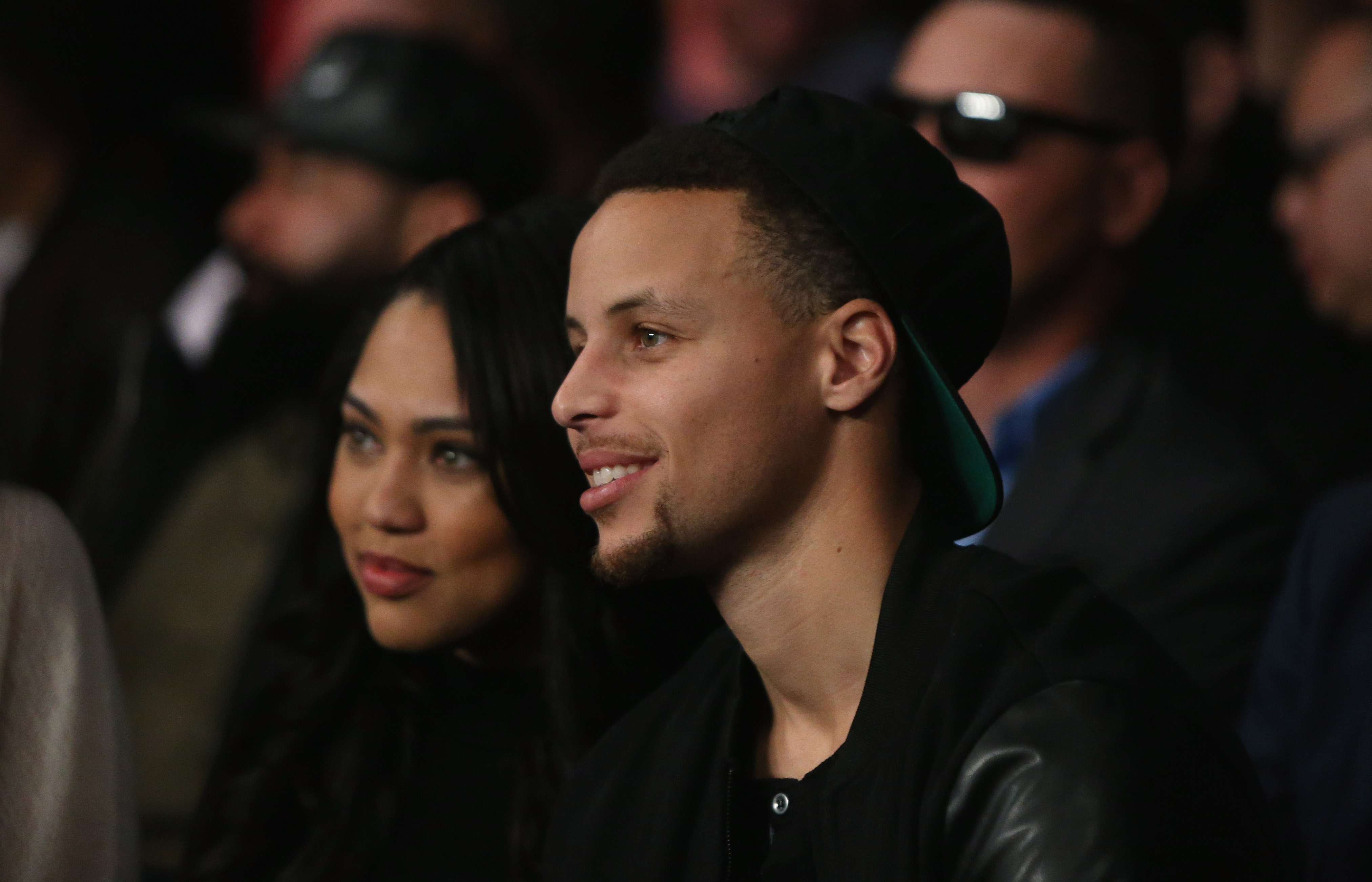 OAKLAND, CA - MARCH 26: Stephen Curry #30 of the Golden State Warriors and his wife Ayesha attend the Andre Ward fight against Sullivan Barrera in their IBF Light Heavyweight bout at ORACLE Arena on March 26, 2016 in Oakland, California.   Ezra Shaw/Getty Images/AFP